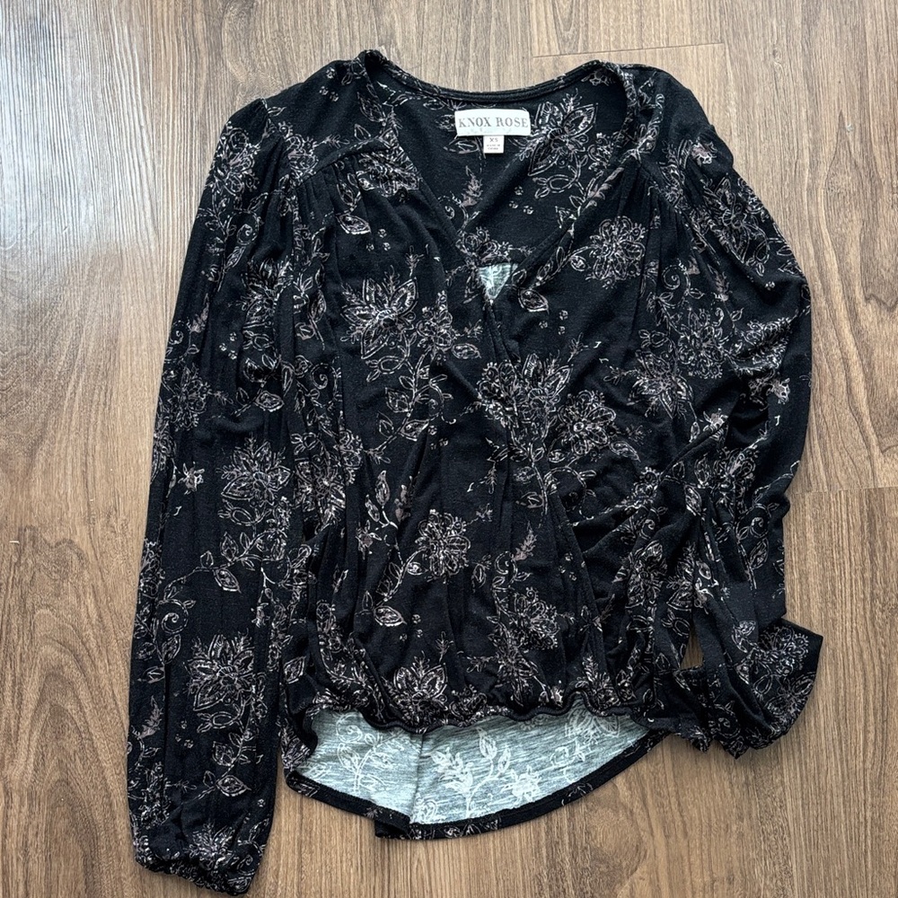 Knox Rose floral print wrap blouse